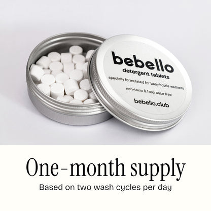 One month supply of bebello detergent. Based on two wash cycles per day